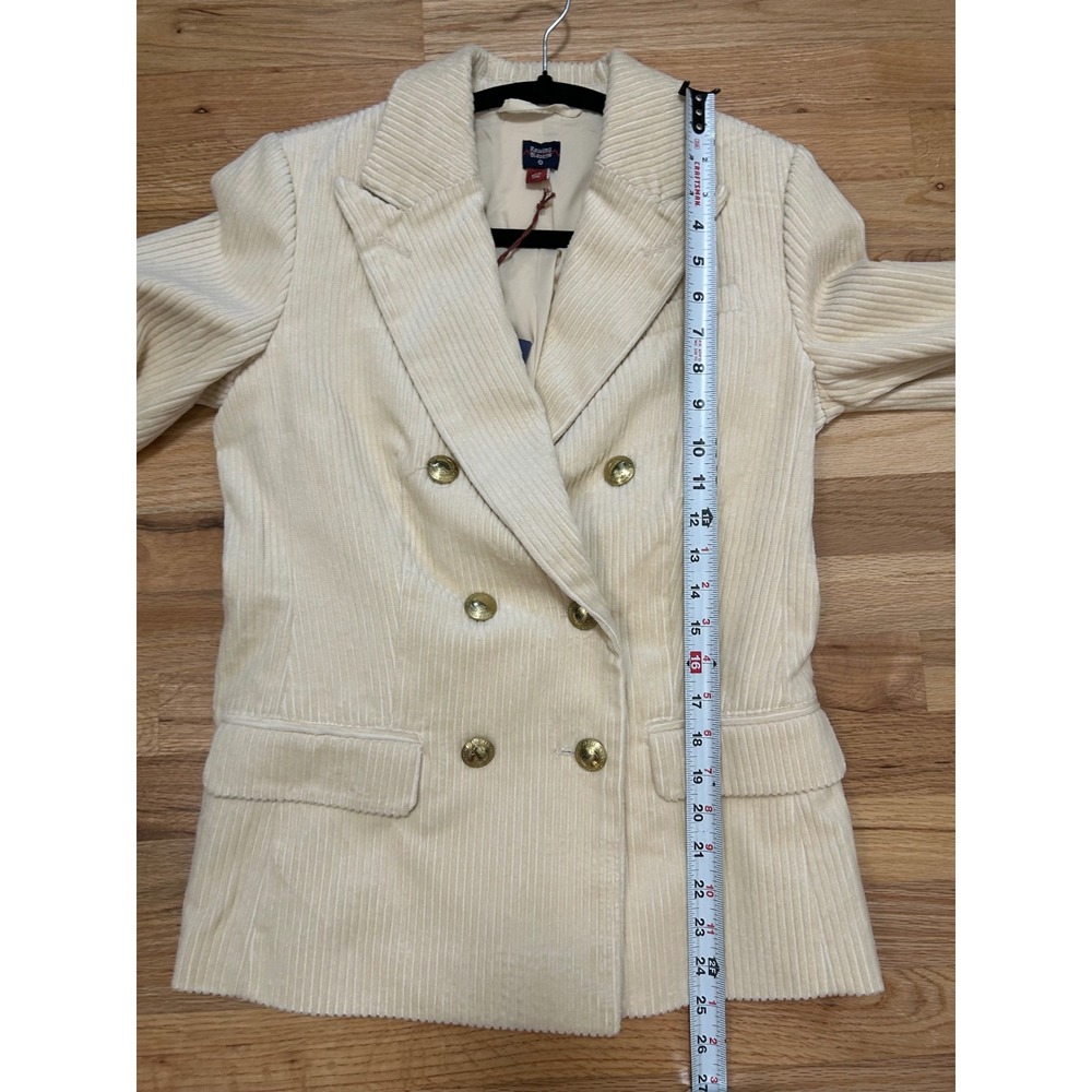 NWT Rowing Blazers Target Corduroy‎ Double Breasted Blazer Cream Gold Buttons XS - Picture 9 of 11